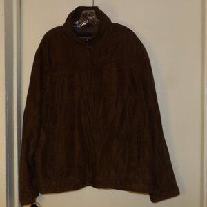 Roundtree & Yorke Brown Faux Vegan Suede Jacket Sz L